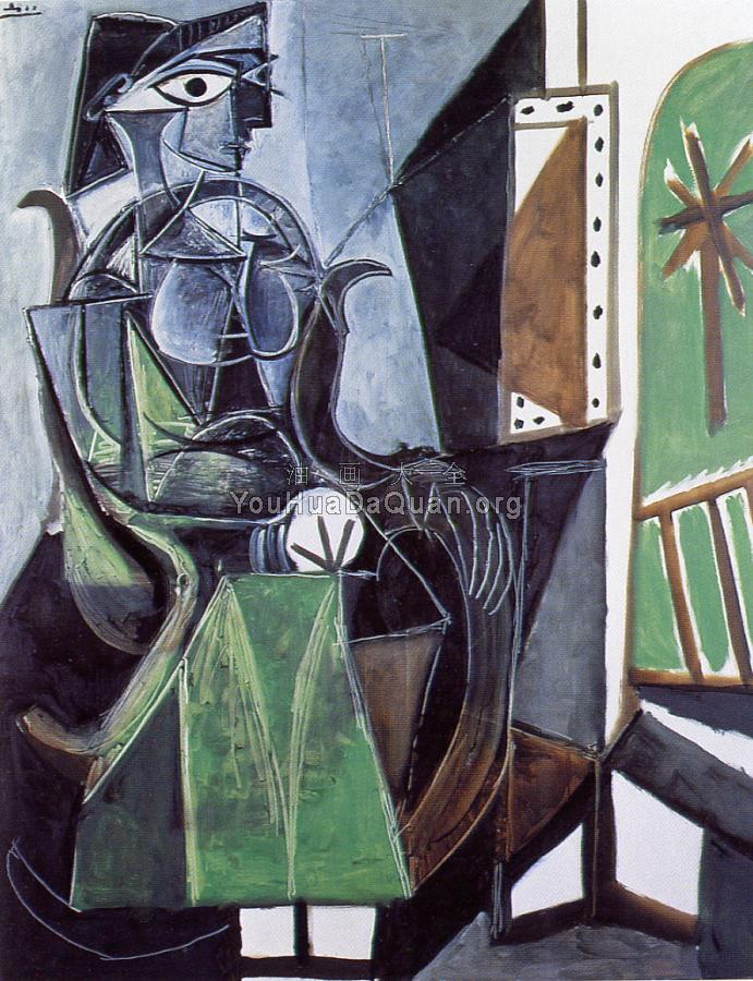 坐在窗前的女人（杰奎琳） - 巴勃罗·毕加索